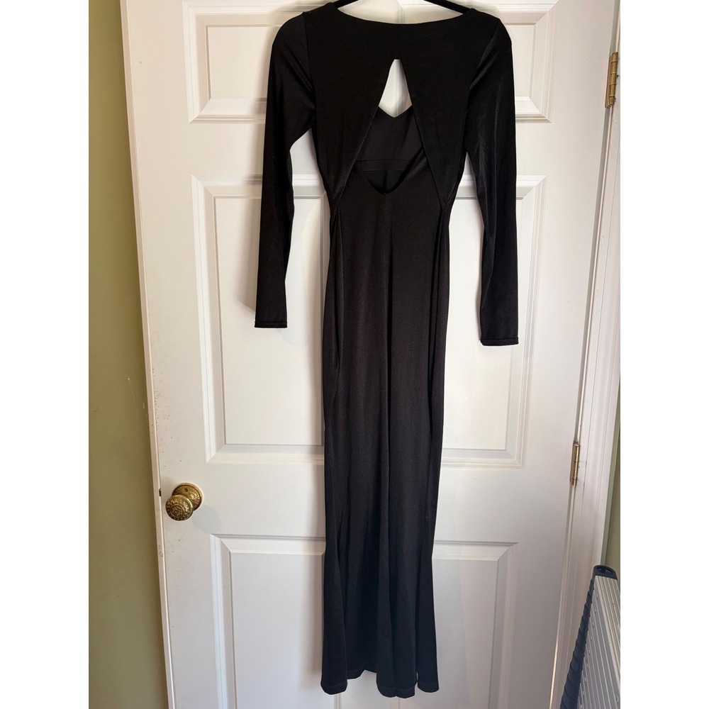 Popilush Shapewear Shine Long Sleeve Hourglass Maxi Dress Black Cutout Small - Picture 8 of 10